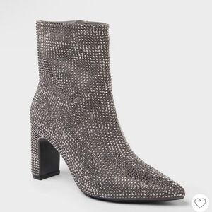 Sparkly Studded Ankle Boots in Silver 7.5
